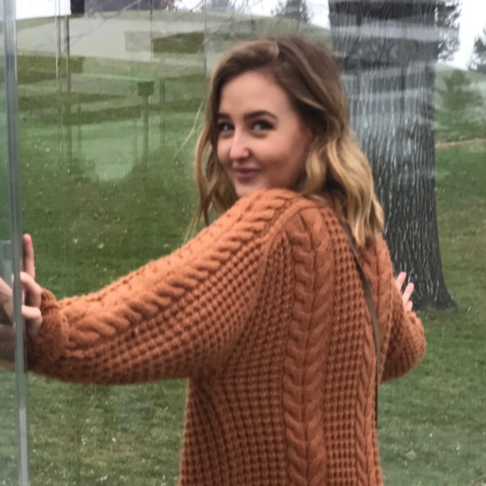 chunky burnt orange cardigan